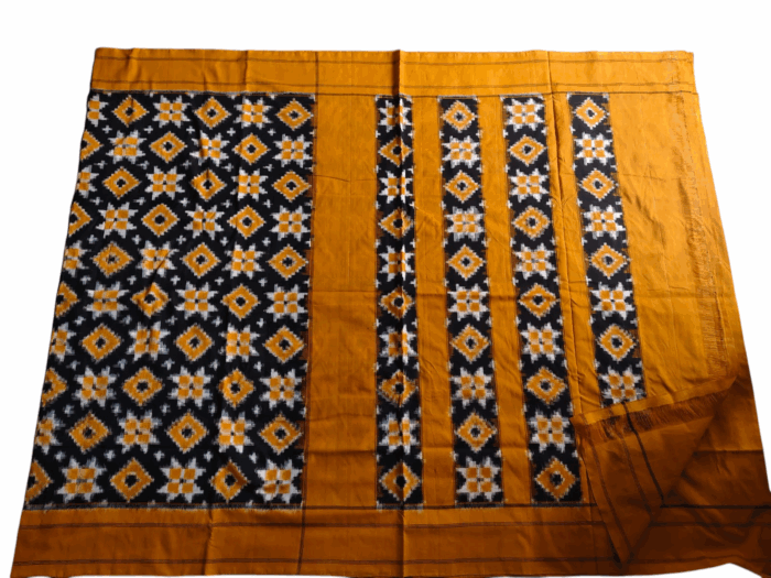 Green And Mustard Theliya Rumal Saree with Blouse – 6.2 Meters of Heritage Elegance - Image 1