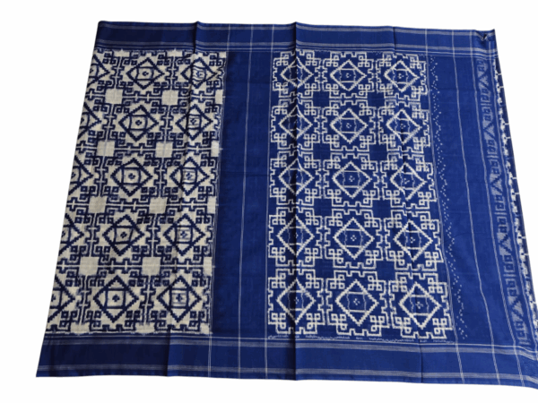 Pure Cotton Pochampally Saree with Double Ikat Teliya Design