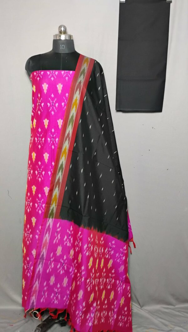 Elegant Cotton Silk Ikat Dress Material Set – 3 Pieces