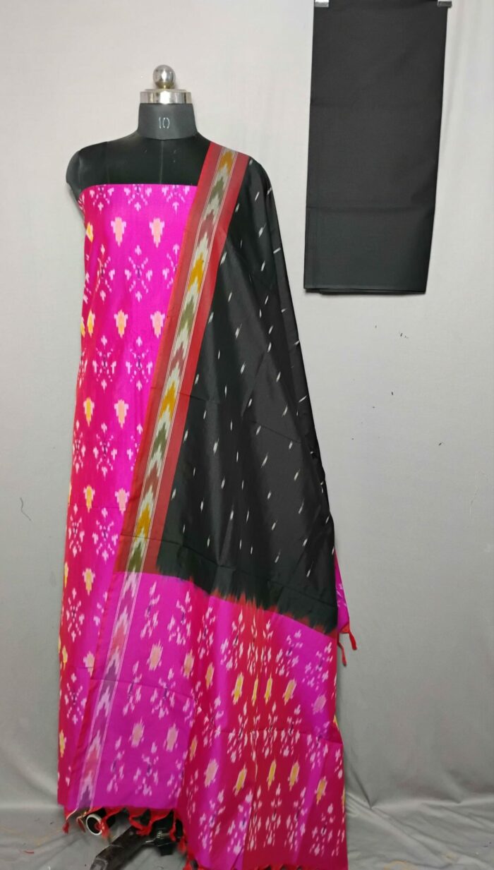 Elegant Cotton Silk Ikat Dress Material Set – 3 Pieces - Image 1