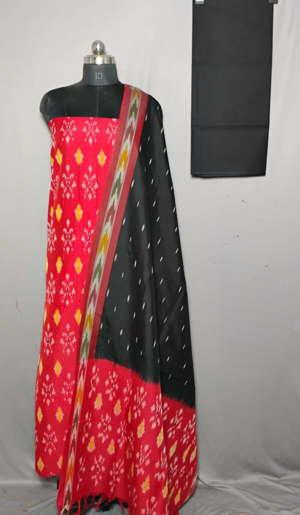 Elegant Cotton Silk Ikat Dress Material Set – 3 Pieces