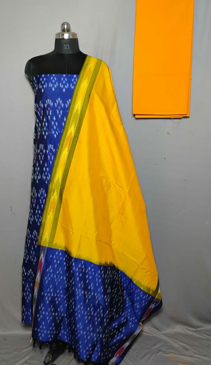 Elegant Cotton Silk Ikat Dress Material Set – 3 Pieces - Image 1