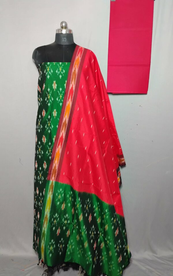 Elegant Cotton Silk Ikat Dress Material Set – 3 Pieces