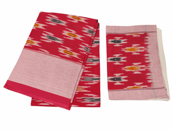 Handloom Bedsheet with pochampally ikat design - 100% Cotton, 9x7 Feet with two Pillow Covers