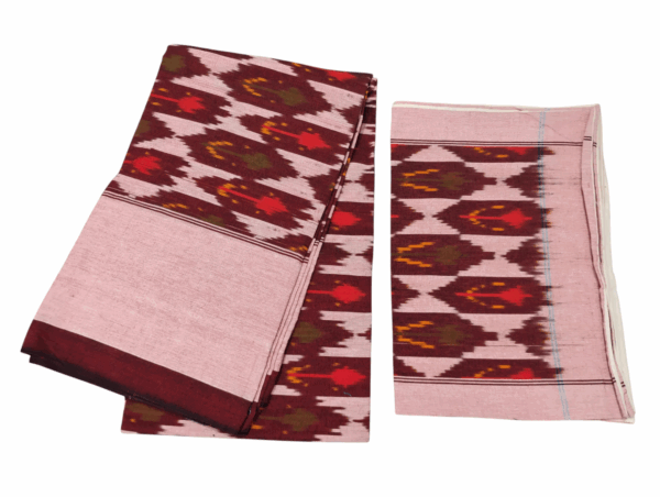 Handloom Bedsheet with pochampally ikat design - 100% Cotton, 9x7 Feet with two Pillow Covers