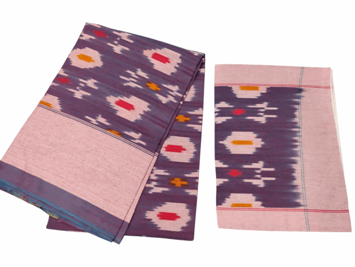 Handloom Bedsheet with pochampally ikat design - 100% Cotton, 9x7 Feet with two Pillow Covers - Image 1