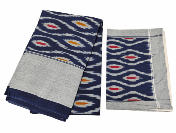 Handloom Bedsheet with pochampally ikat design - 100% Cotton, 9x7 Feet with two Pillow Covers