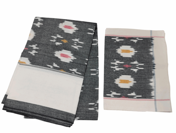Handloom Bedsheet with pochampally ikat design - 100% Cotton, 9x7 Feet with two Pillow Covers