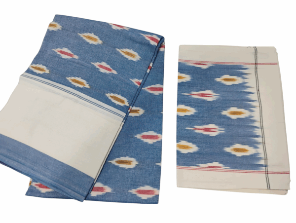 Handloom Bedsheet with pochampally ikat design - 100% Cotton, 9x7 Feet with two Pillow Covers