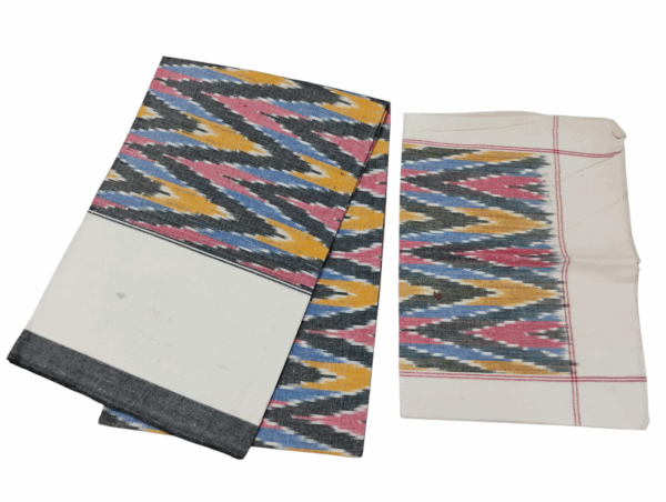Handloom Bedsheet with pochampally ikat design - 100% Cotton, 9x7 Feet with two Pillow Covers