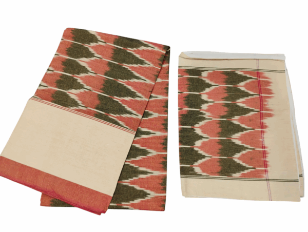 Handloom Bedsheet with pochampally ikat design - 100% Cotton, 9x7 Feet with two Pillow Covers