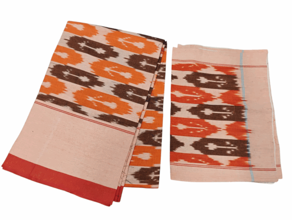 Handloom Bedsheet with pochampally ikat design - 100% Cotton, 9x7 Feet with two Pillow Covers
