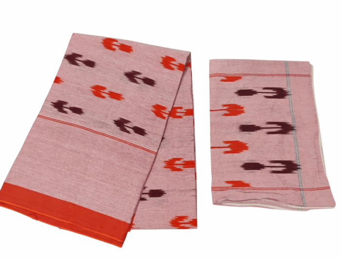 Handloom Bedsheet with pochampally ikat design - 100% Cotton, 9x7 Feet with two Pillow Covers - Image 1