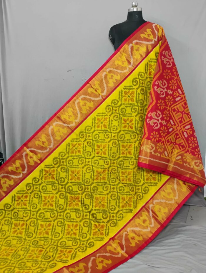 Pochampally Saree in Cotton Silk with Ikat Design & Blouse - Image 1