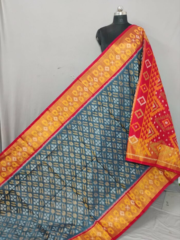 Pochampally Saree in Cotton Silk with Ikat Design & Blouse - Image 1