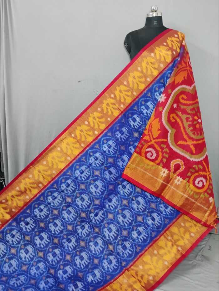 Pochampally Saree in Cotton Silk with Ikat Design & Blouse - Image 1
