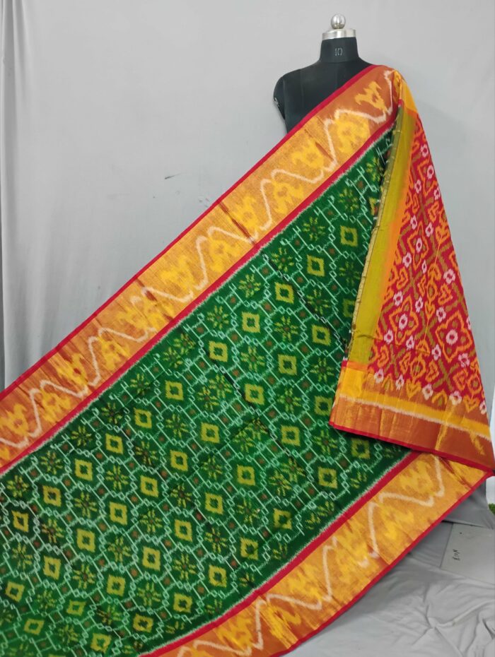Pochampally Saree in Cotton Silk with Ikat Design & Blouse - Image 1