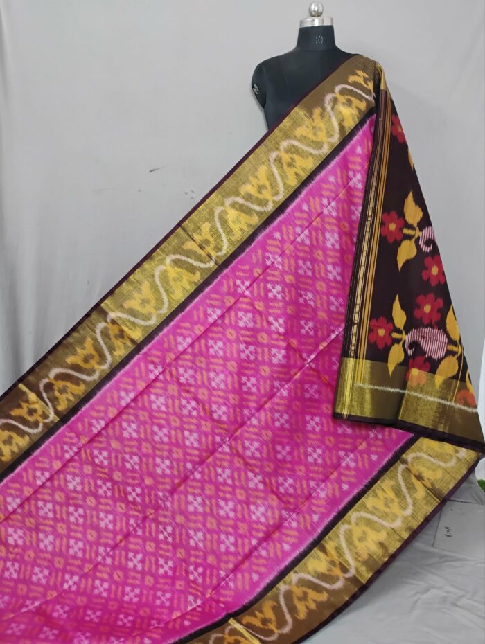 Pochampally Saree in Cotton Silk with Ikat Design & Blouse - Image 1