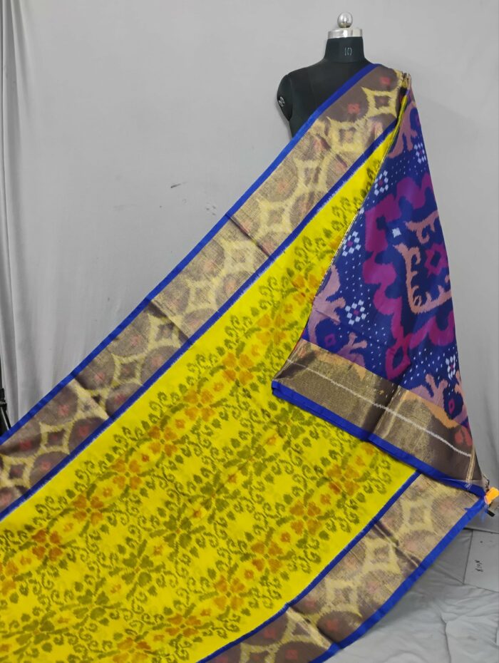 Pochampally Saree in Cotton Silk with Ikat Design & Blouse - Image 1