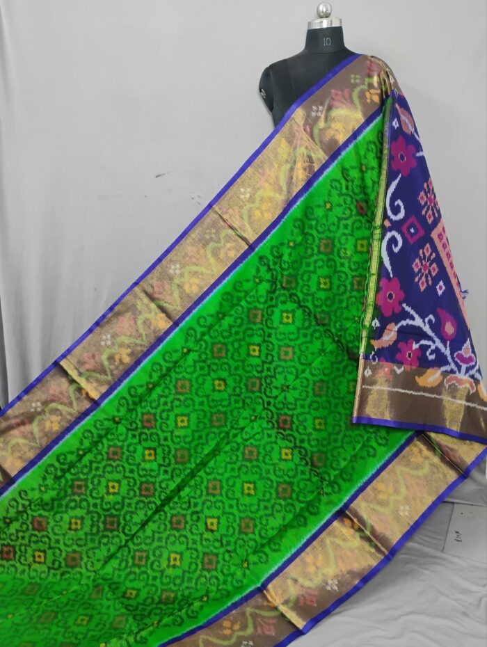 Pochampally Saree in Cotton Silk with Ikat Design & Blouse - Image 1