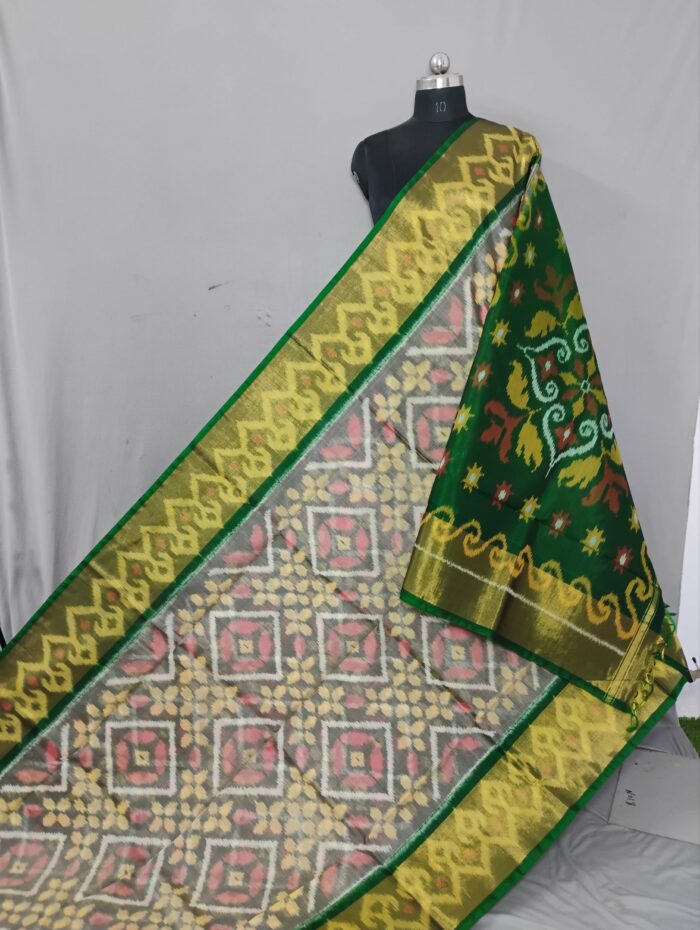 Pochampally Saree in Cotton Silk with Ikat Design & Blouse - Image 1