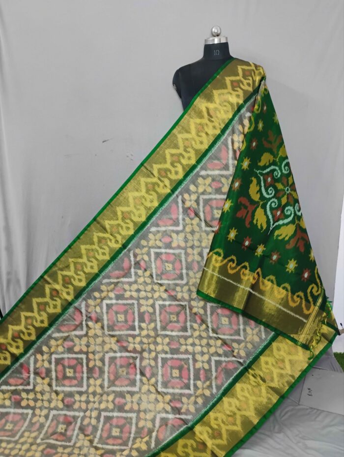 Pochampally Saree in Cotton Silk with Ikat Design & Blouse - Image 1