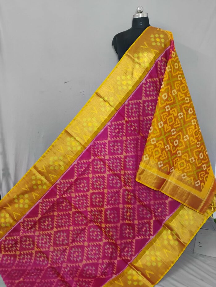 Pochampally Saree in Cotton Silk with Ikat Design & Blouse - Image 1