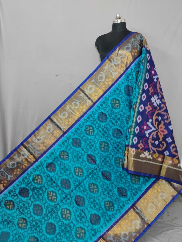Pochampally Saree in Cotton Silk with Ikat Design & Blouse - Image 1