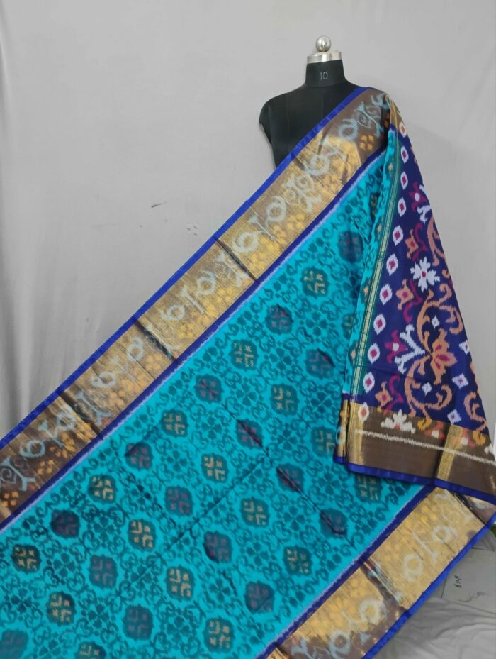 Pochampally Saree in Cotton Silk with Ikat Design & Blouse - Image 1