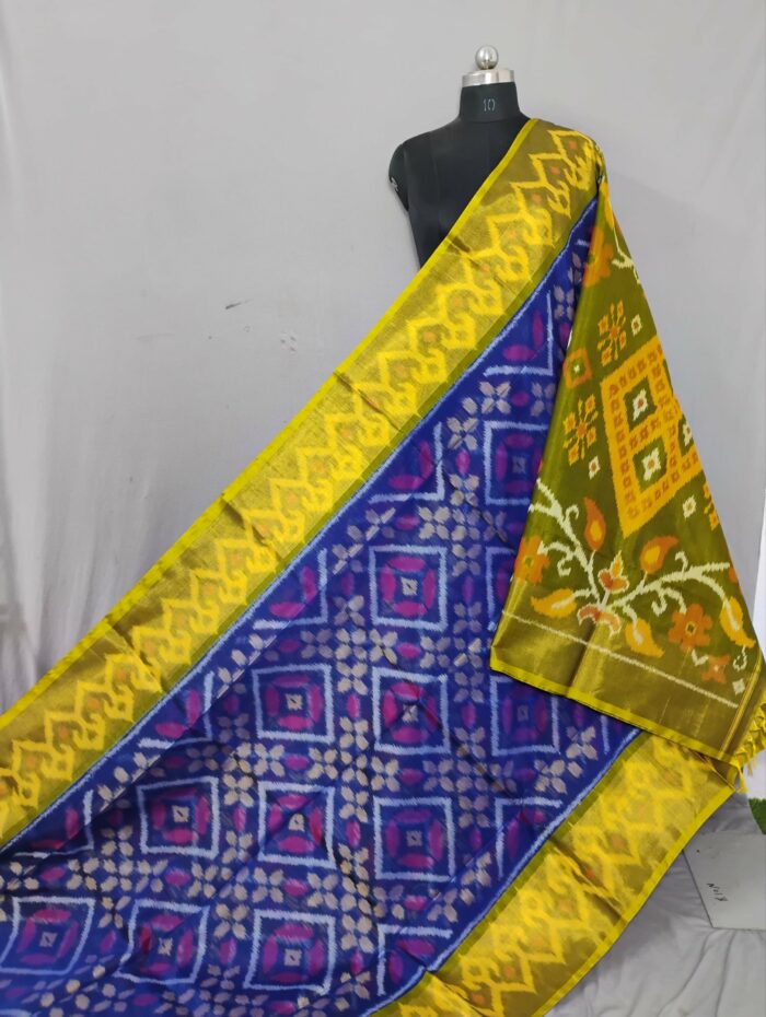 Pochampally Saree in Cotton Silk with Ikat Design & Blouse - Image 1