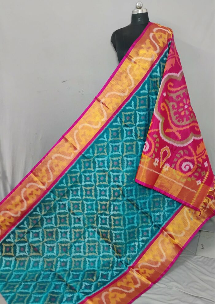 Pochampally Saree in Cotton Silk with Ikat Design & Blouse - Image 1