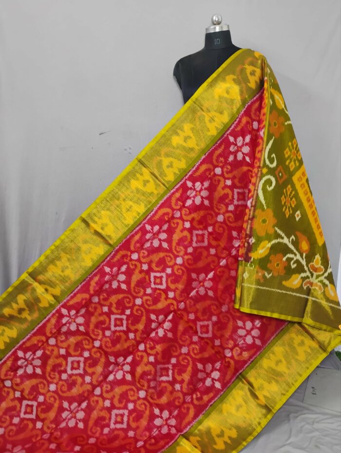 Pochampally Saree in Cotton Silk with Ikat Design & Blouse - Image 1