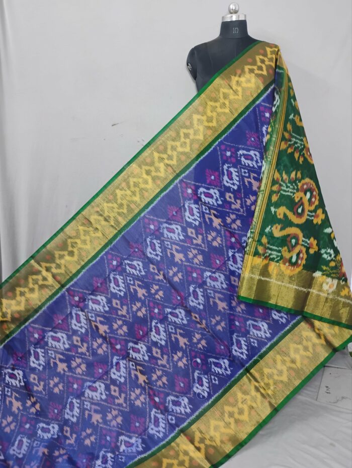 Pochampally Saree in Cotton Silk with Ikat Design & Blouse - Image 1