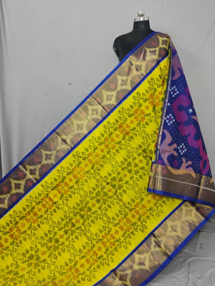 Pochampally Saree in Cotton Silk with Ikat Design & Blouse - Image 1