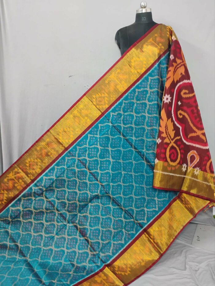 Pochampally Saree in Cotton Silk with Ikat Design & Blouse - Image 1