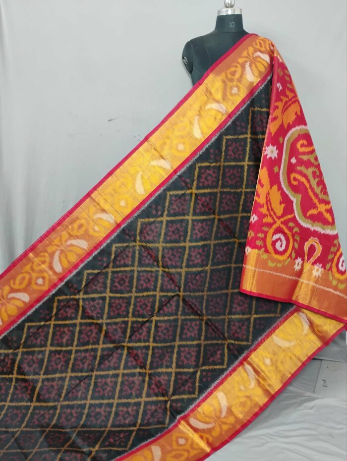 Pochampally Saree in Cotton Silk with Ikat Design & Blouse - Image 1