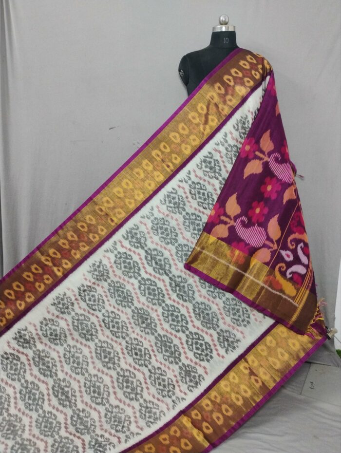 Pochampally Saree in Cotton Silk with Ikat Design & Blouse - Image 1