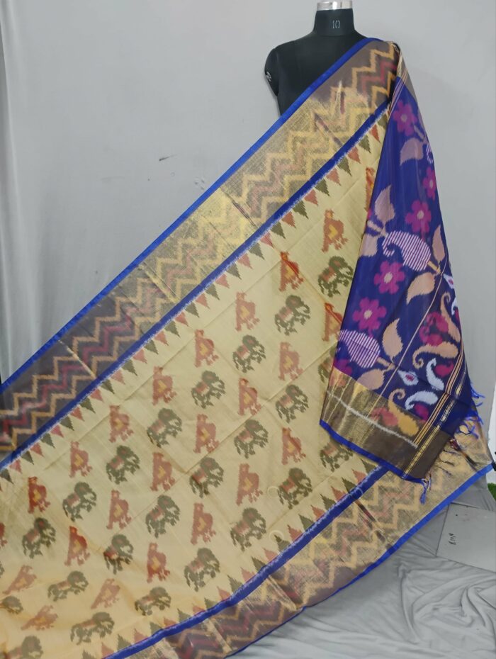 Pochampally Saree in Cotton Silk with Ikat Design & Blouse - Image 1