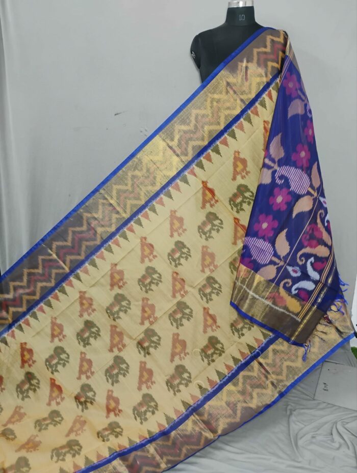 Pochampally Saree in Cotton Silk with Ikat Design & Blouse - Image 1