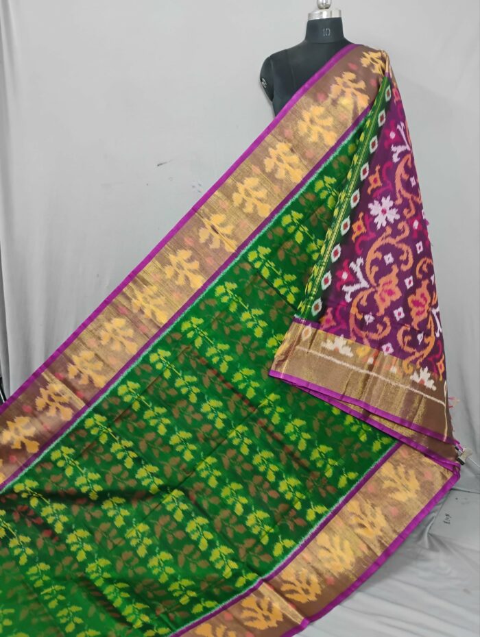 Pochampally Saree in Cotton Silk with Ikat Design & Blouse - Image 1