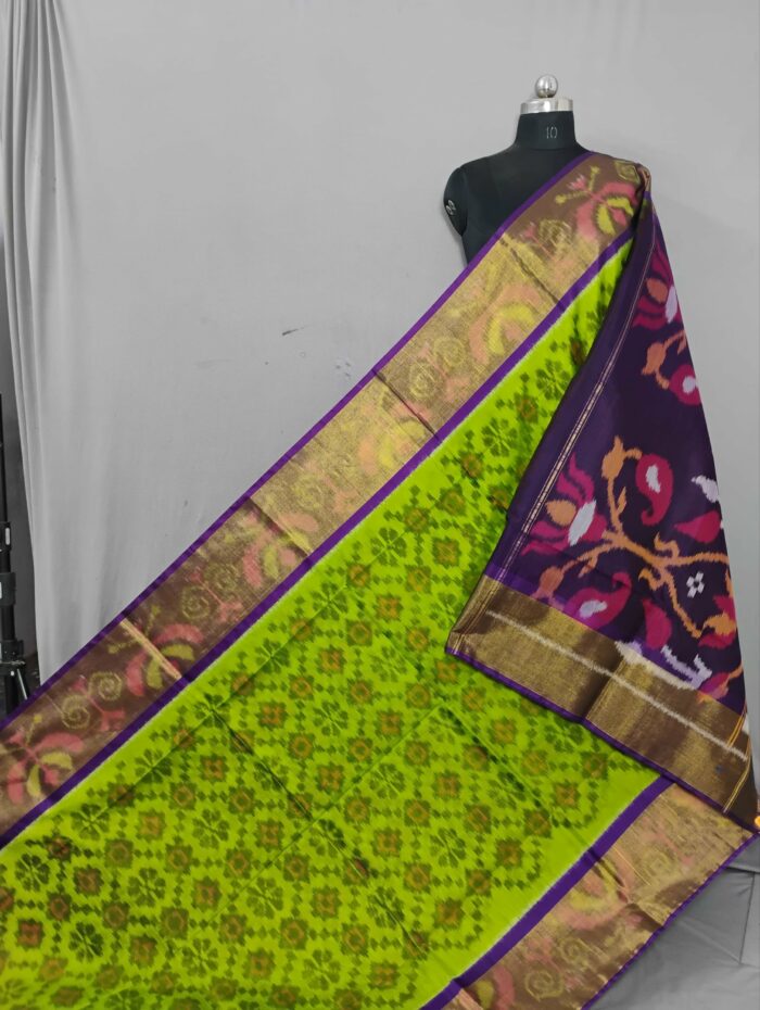 Pochampally Saree in Cotton Silk with Ikat Design & Blouse - Image 1