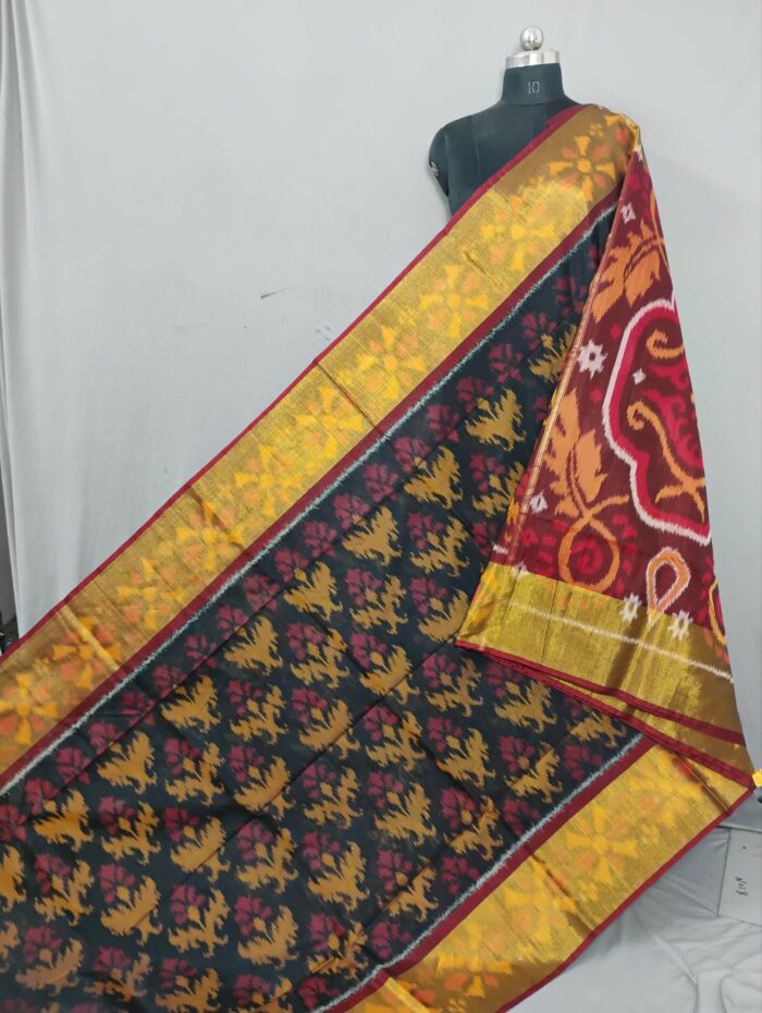 Pochampally Saree in Cotton Silk with Ikat Design & Blouse - Image 1