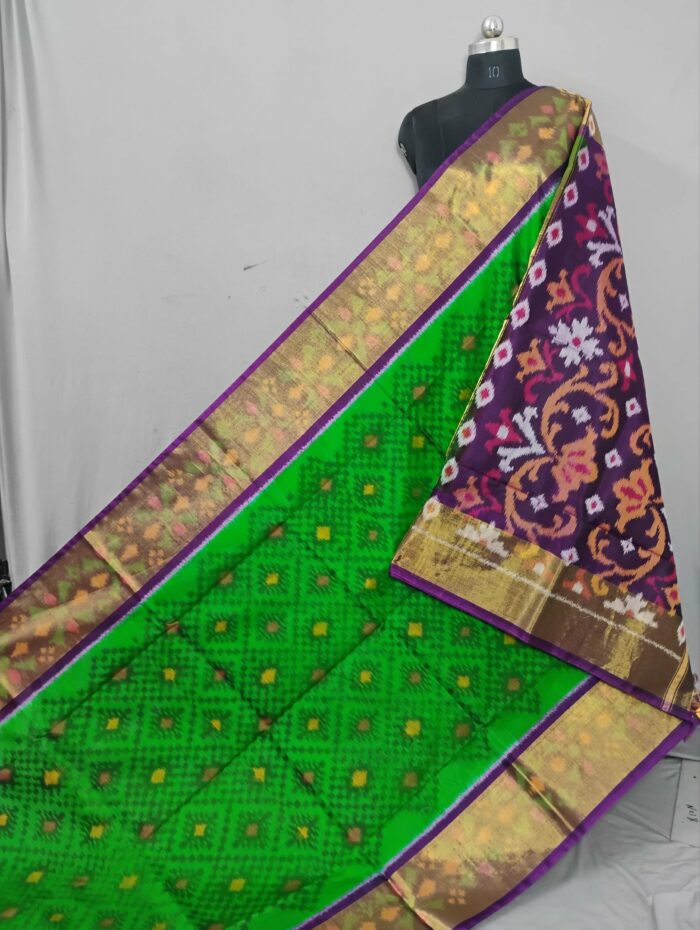 Pochampally Saree in Cotton Silk with Ikat Design & Blouse - Image 1
