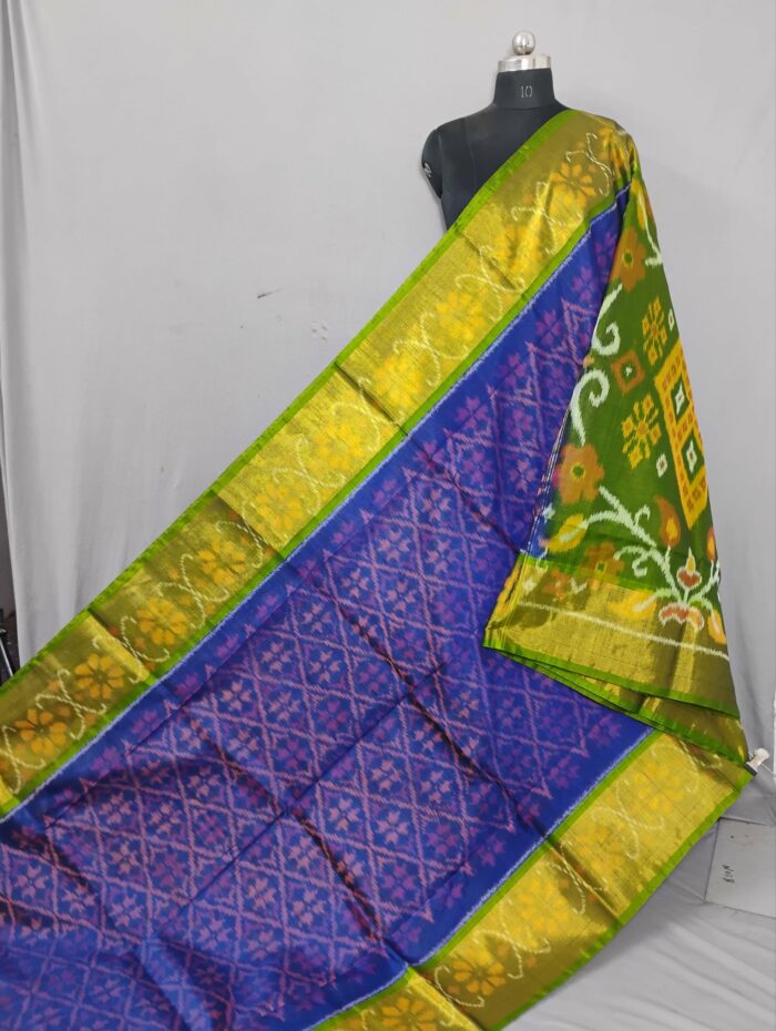 Pochampally Saree in Cotton Silk with Ikat Design & Blouse - Image 1