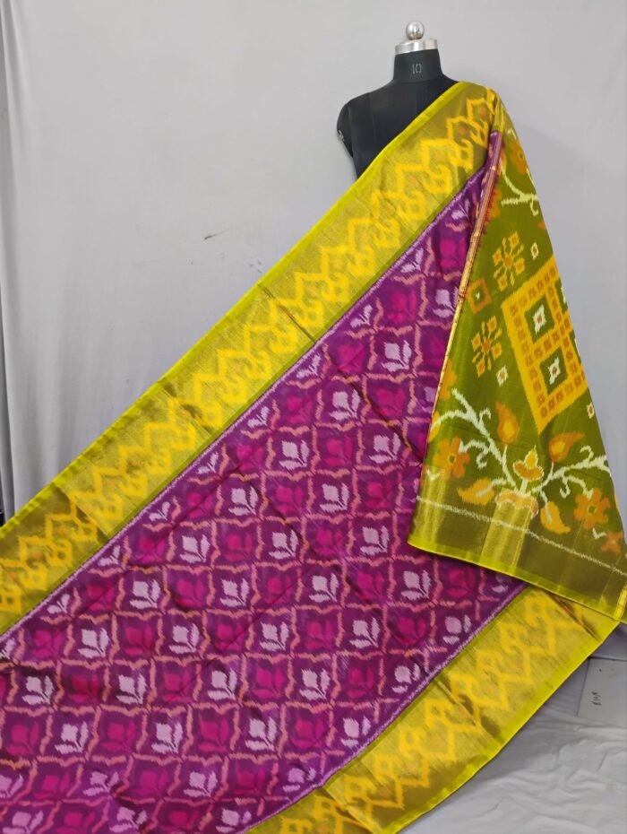 Pochampally Saree in Cotton Silk with Ikat Design & Blouse - Image 1