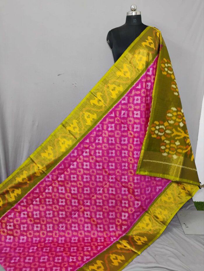 Pochampally Saree in Cotton Silk with Ikat Design & Blouse - Image 1