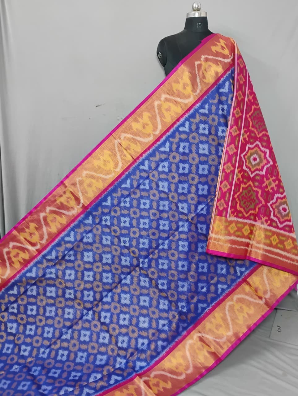 2025/07/1000422098.jpg Pochampally Saree in Cotton Silk with Ikat Design & Blouse - Image 1