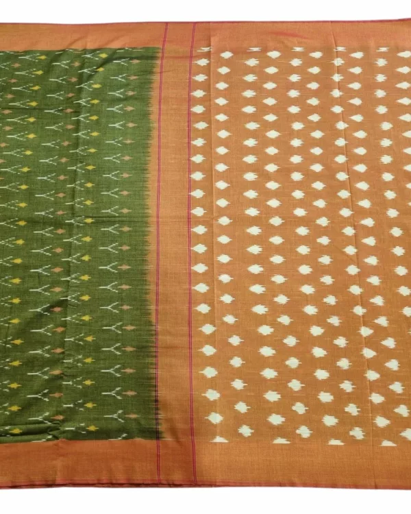 Handwoven Pochampally Ikat Saree in Traditional Geometric Pattern