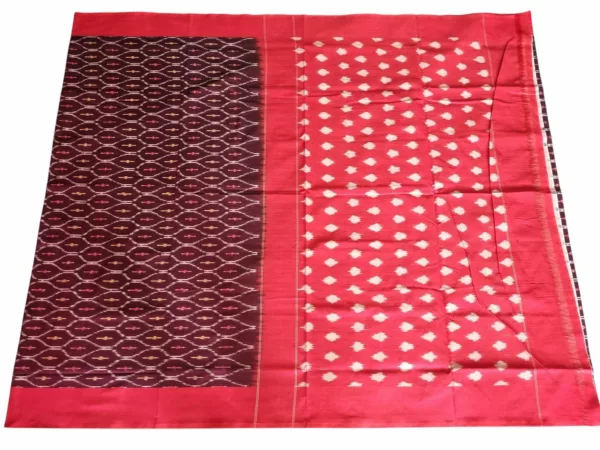 Traditional Pochampally cotton saree with hand-dyed Ikat patterns"