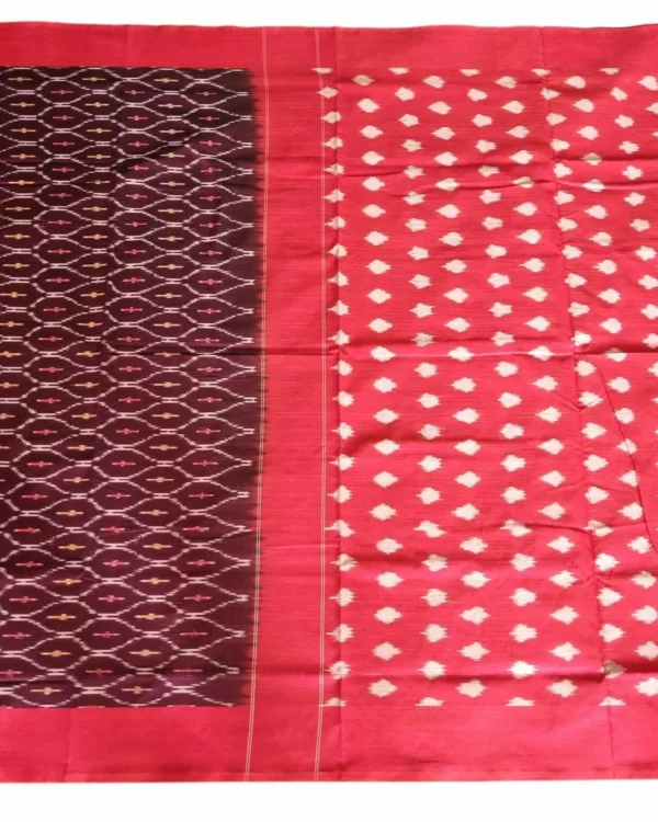 Traditional Pochampally cotton saree with hand-dyed Ikat patterns"
